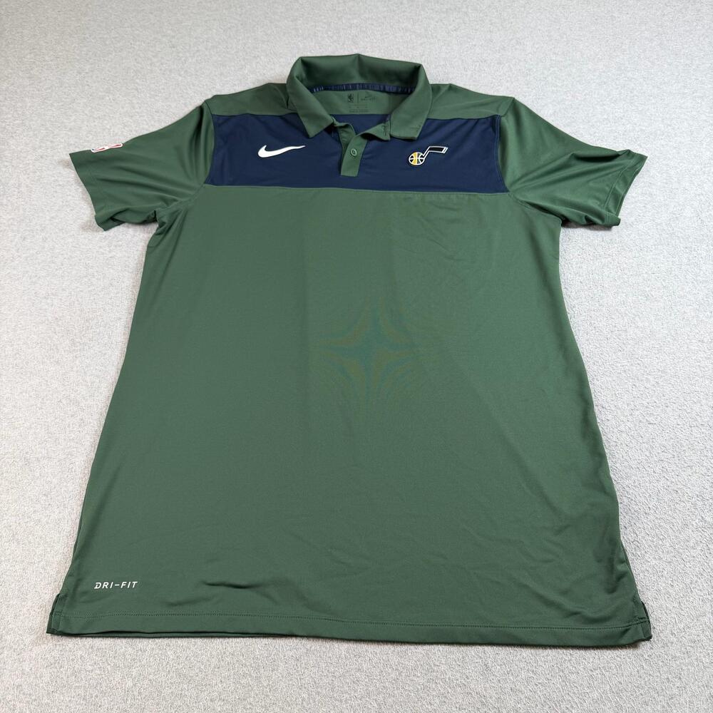 Utah Jazz Shirt Mens Large Tall Green NBA Basketball Nike Dri-FIT Polo Sports